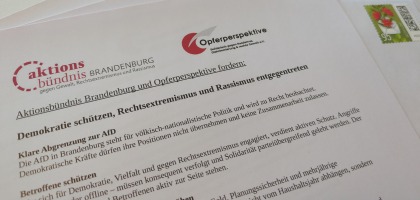 Forderungspapier Aktionsbündnis Brandenburg und Opferperspektive